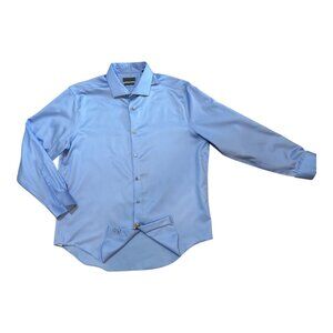 CK Calvin Klein Blue Infinite Non Iron Slim Fit Dress Shirt Men's Size 17 32/33